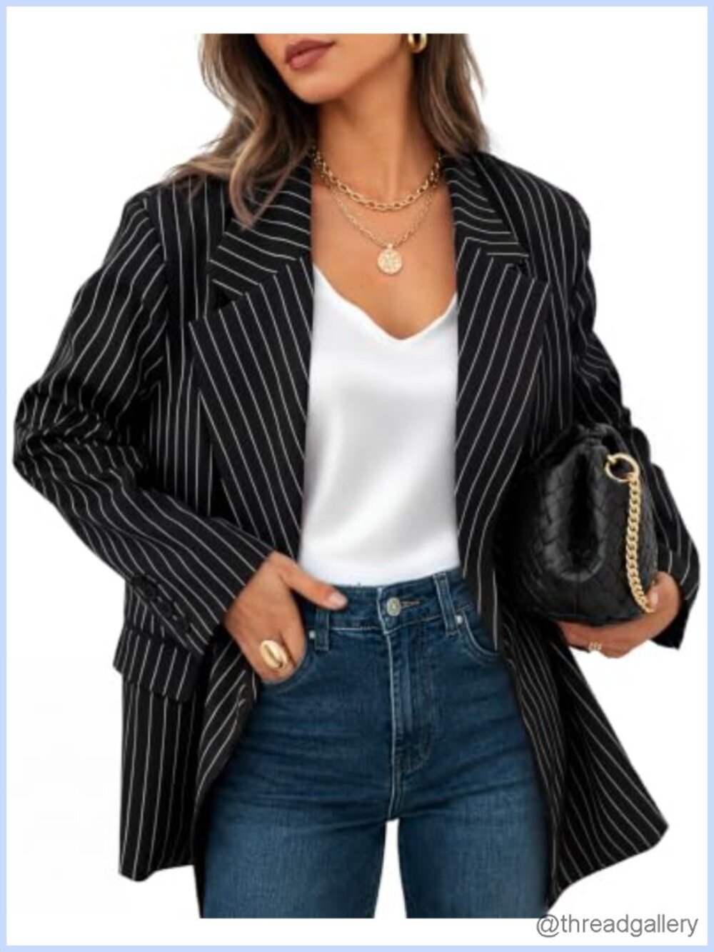 Striped Blazer Women's Fall Business Casual Long Sleeve Loose Fit